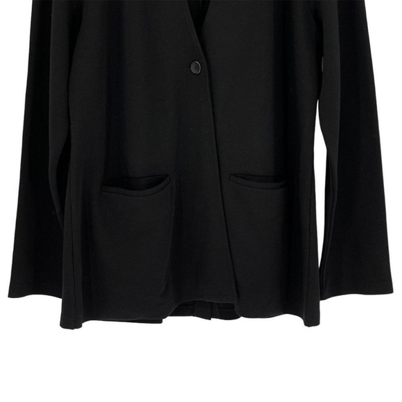 Eileen Fisher Stand Collar One Button Tencel Blazer Jacket Black Classic Minimal - Picture 7 of 11